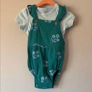 Carter's Teal Floral Romper with White Tee